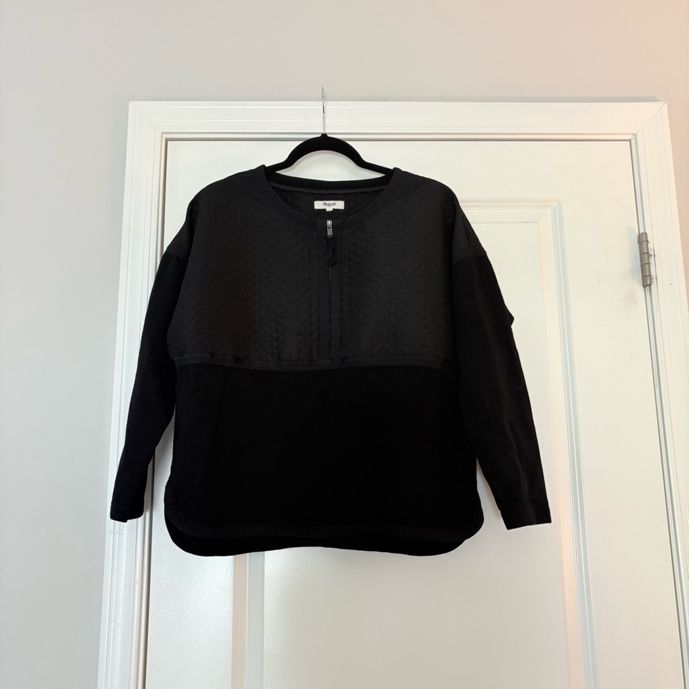 Madewell Women’s Black Half Zip Pullover Quilted Sweatshirt